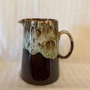 Vintage Brown and Green Drip Glaze Pitcher